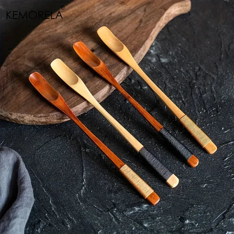 Afralia™ 4PCS Japanese Style Wooden Spoon Set | Versatile Kitchen Tools for Mixing and Serving