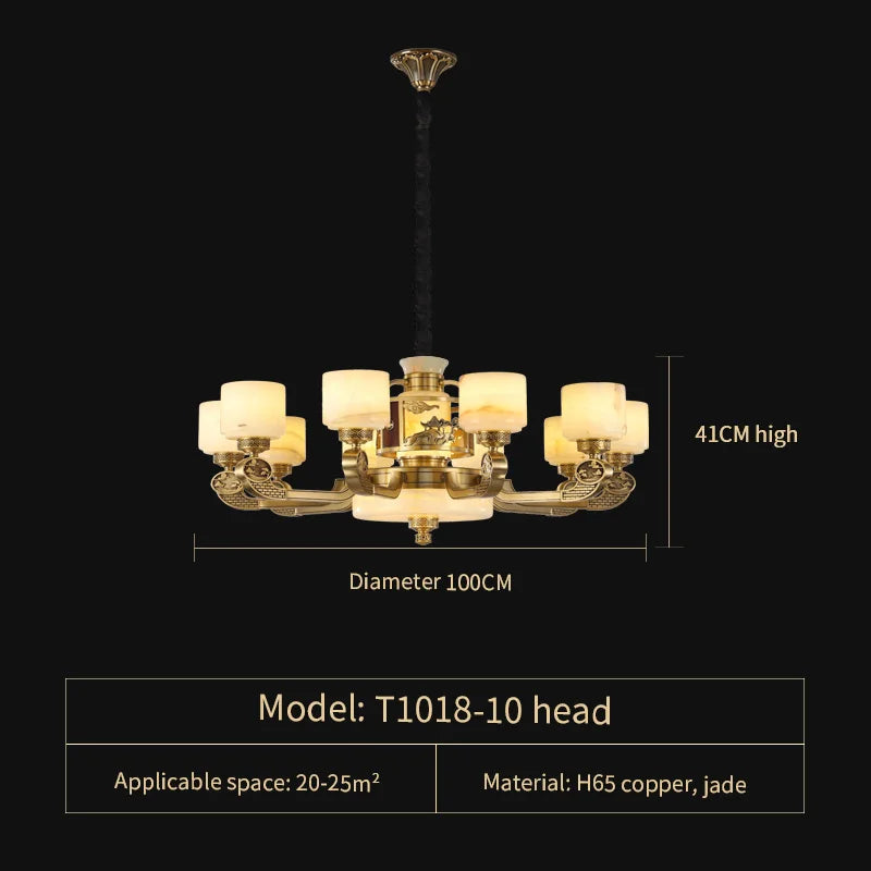 Afralia™ Natural Jade Chandelier - Luxurious Zhongshan Lamps for Dining, Bedroom, and Living Room