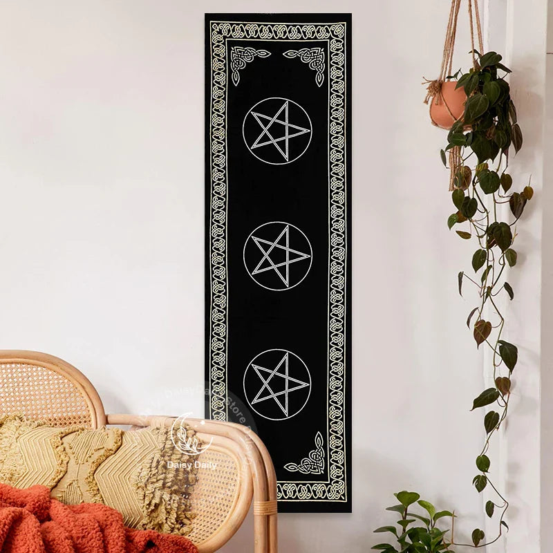 Afralia™ Indian Three Pentagram Tapestry Wall Hanging for Boho Room Decor