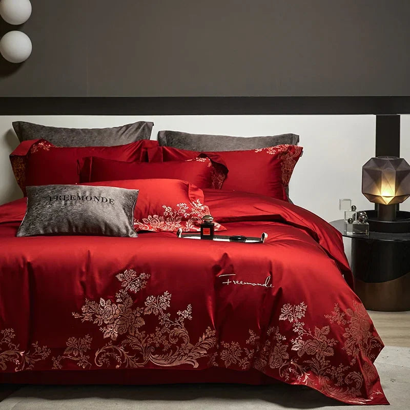 Afralia™ Luxe 100s Egyptian Cotton Bedding Set: King Queen Full Size Sheet Blanket Pillowcase