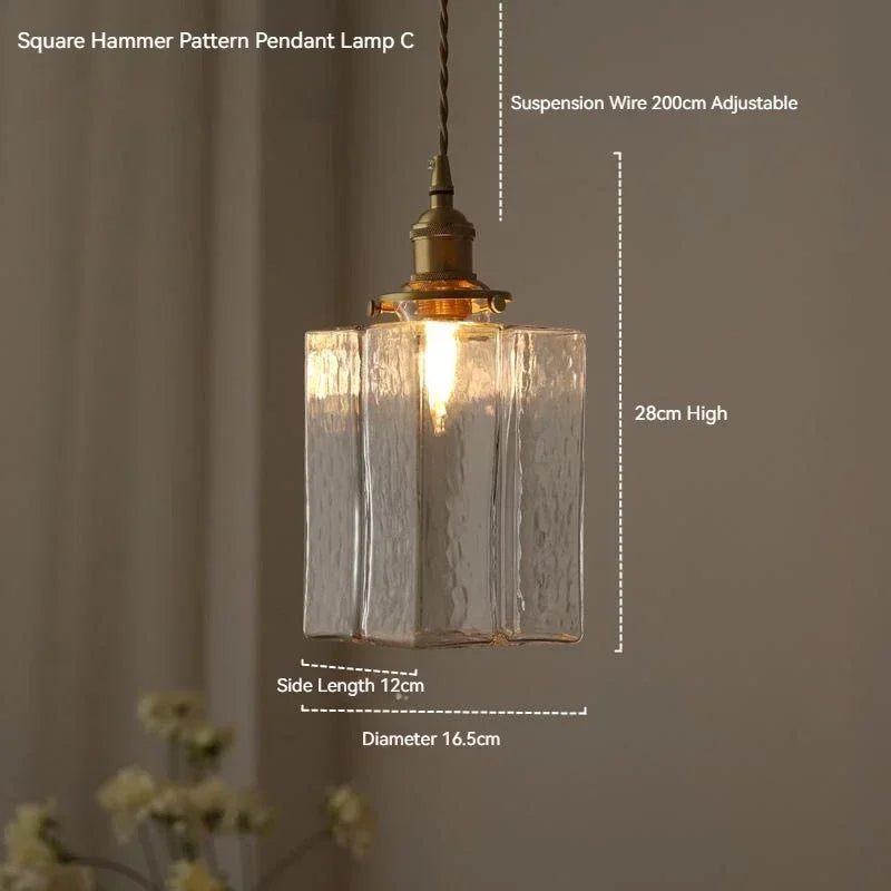 Afralia™ Vintage Brass Glass Pendant Lamp Rustic LED Ceiling Chandeliers