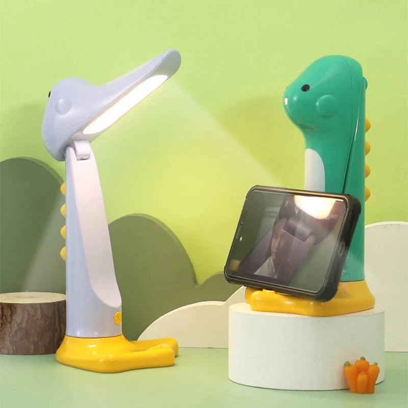 Afralia™ Cute Dinosaur LED Night Light for Kids USB Rechargeable Table Lamp