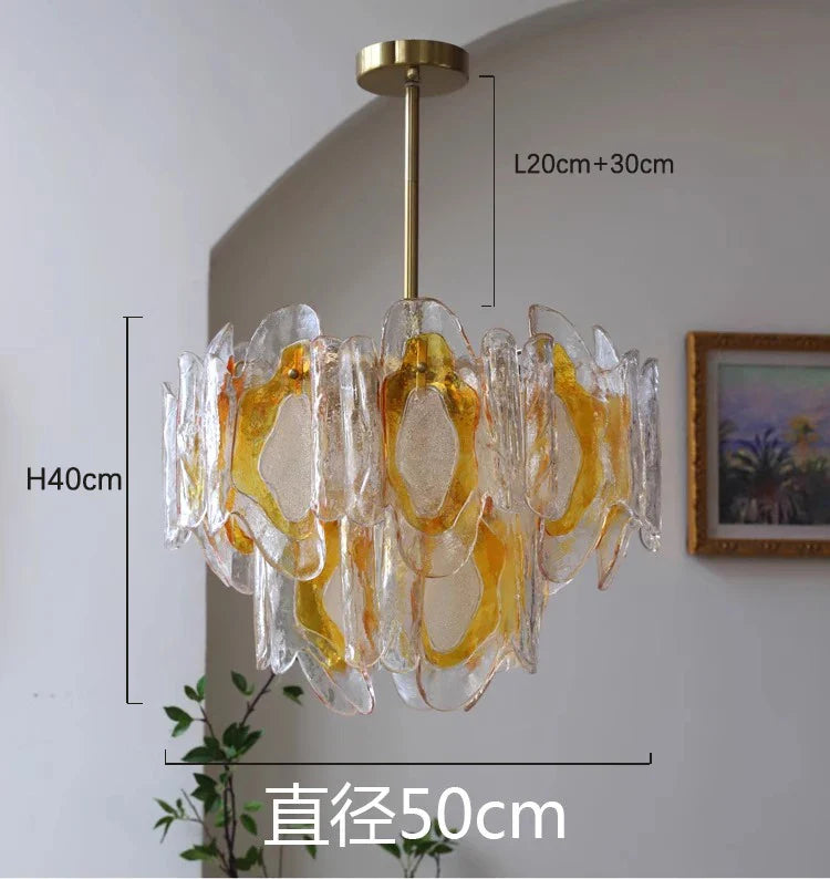 Afralia™ French Amber Glass Chandelier for American Living Spaces