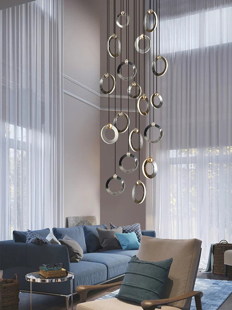 Afralia™ Modern Minimalist LED Ring Villa Chandelier