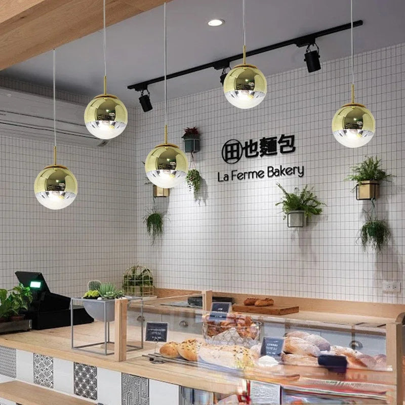 Afralia™ Glass Ball Pendant Lights - Modern Electroplated Hanging Lamp Fixture