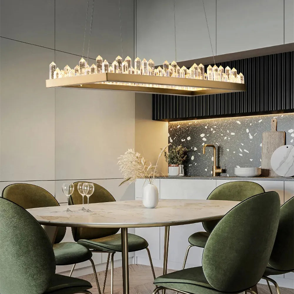 Afralia™ LED Crystal Pendant Chandelier for Living Room Dining Bedroom Hall Decor