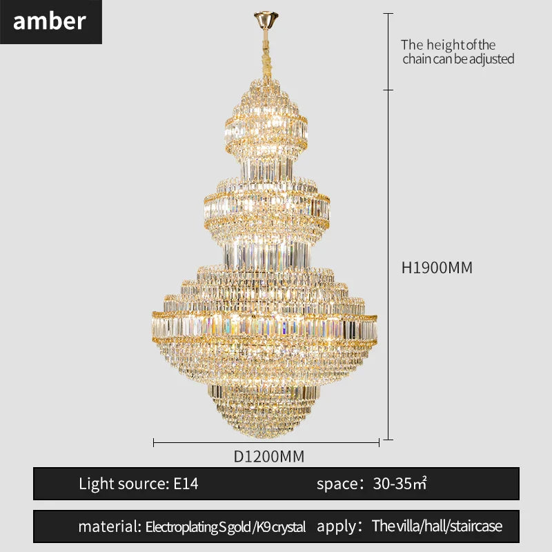 Afralia™ Crystal Villa Chandelier Pendant - Modern European Style Luxury Hotel Lobby Light