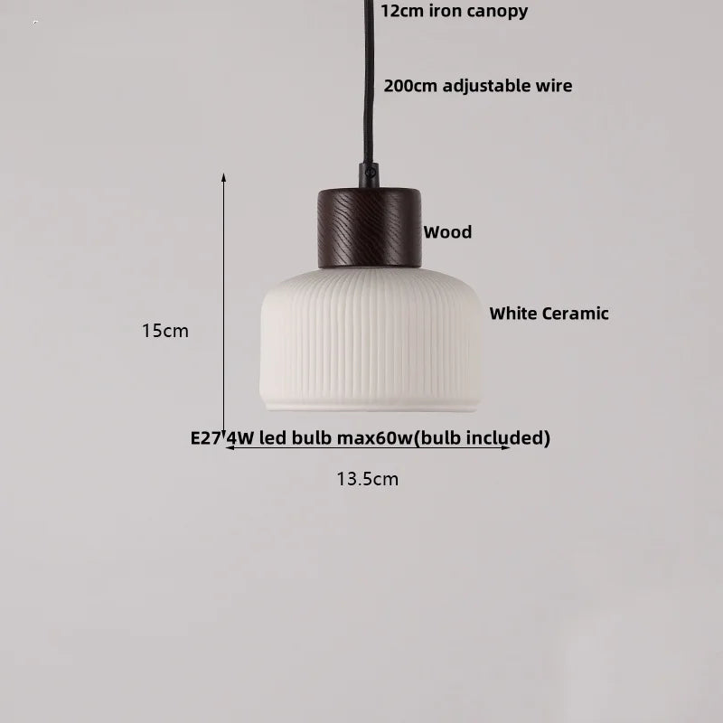 Afralia™ Japan Style Wood LED Pendant Light Fixture Clear Glass Adjustable Hanging Lamp