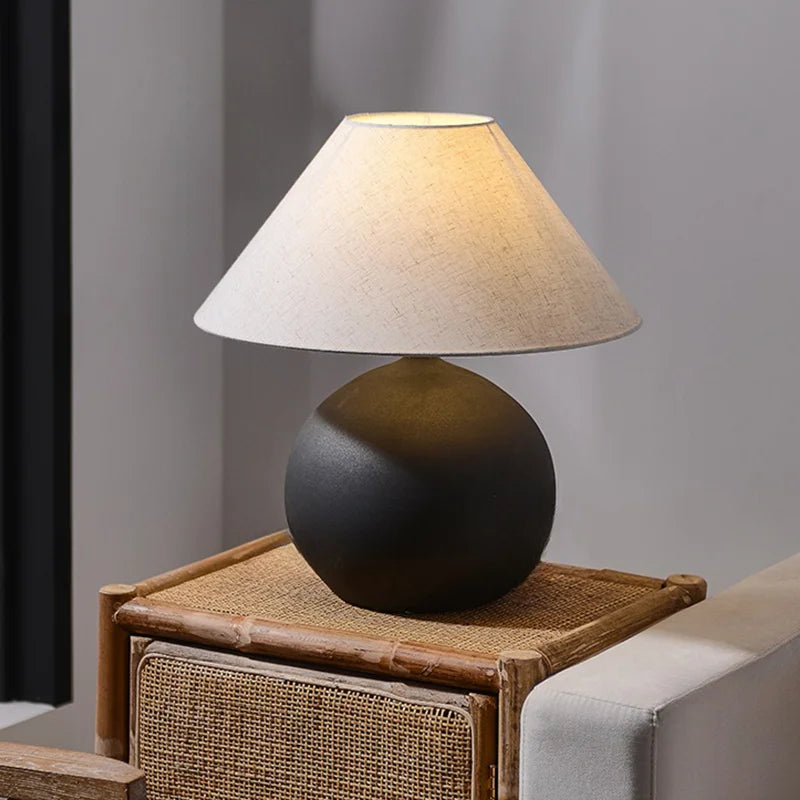 Afralia™ Vintage Country Table Lamp with Ceramic Base and Fabric Shade