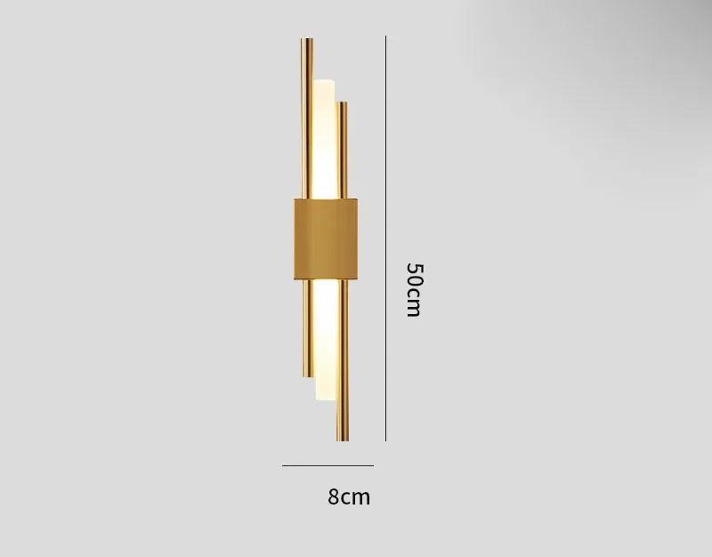 Afralia™ Gold Tube Wall Sconce Iron Acrylic Modern Bedroom Living Room Lamps