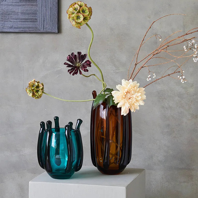 Afralia™ Handcrafted Silk-wrapped Glass Vase - Home Decoration & Flower Arrangement