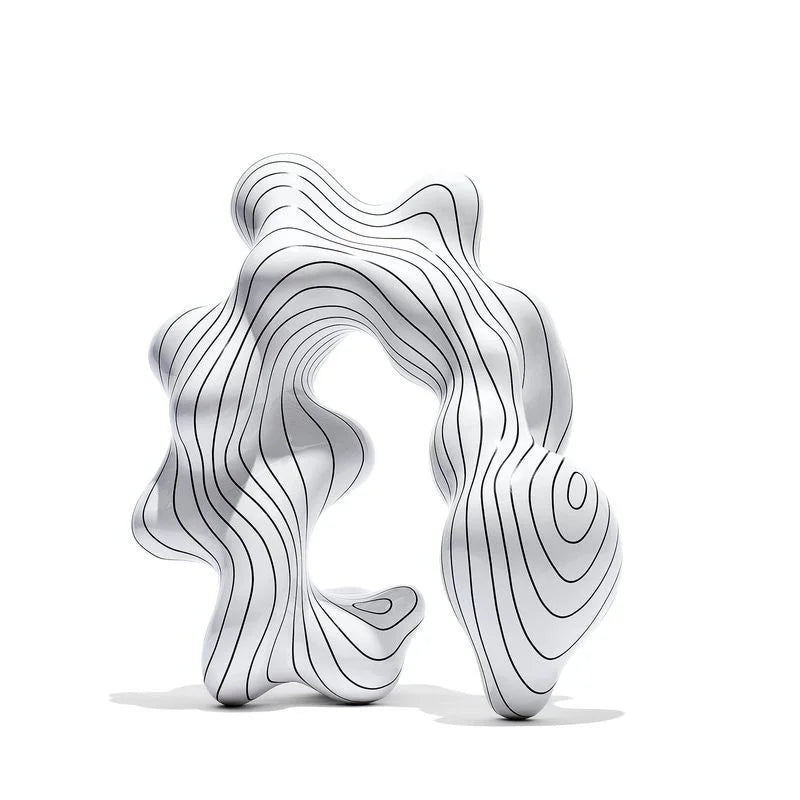 Afralia™ Golden Ring Black and White Striped Abstract Resin Figurines Home Decor