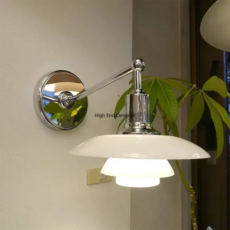 Afralia™ Glass Wall Sconce Light for Bedroom with Replaceable E27 Bulb