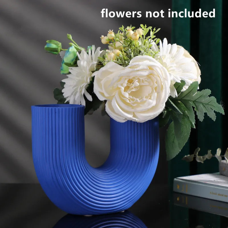 Afralia™ Nordic Resin U Shape Vase: Modern Style Decor for Home, Office, Kitchen