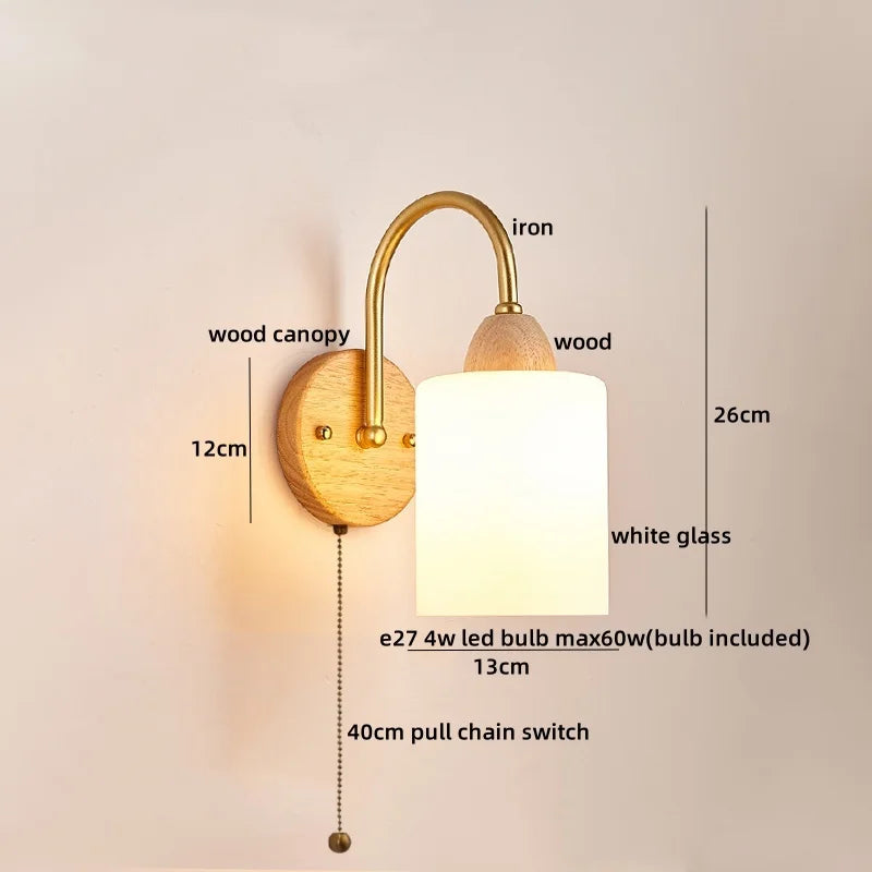 Afralia™ LED Pull Chain Wall Lights for Bedroom Decor