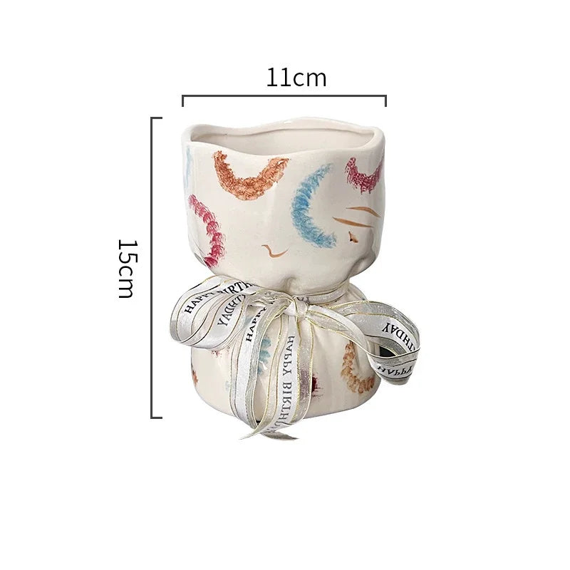 Afralia™ Ceramic Bouquet Vase Desk Decoration Room Aesthetic Decor