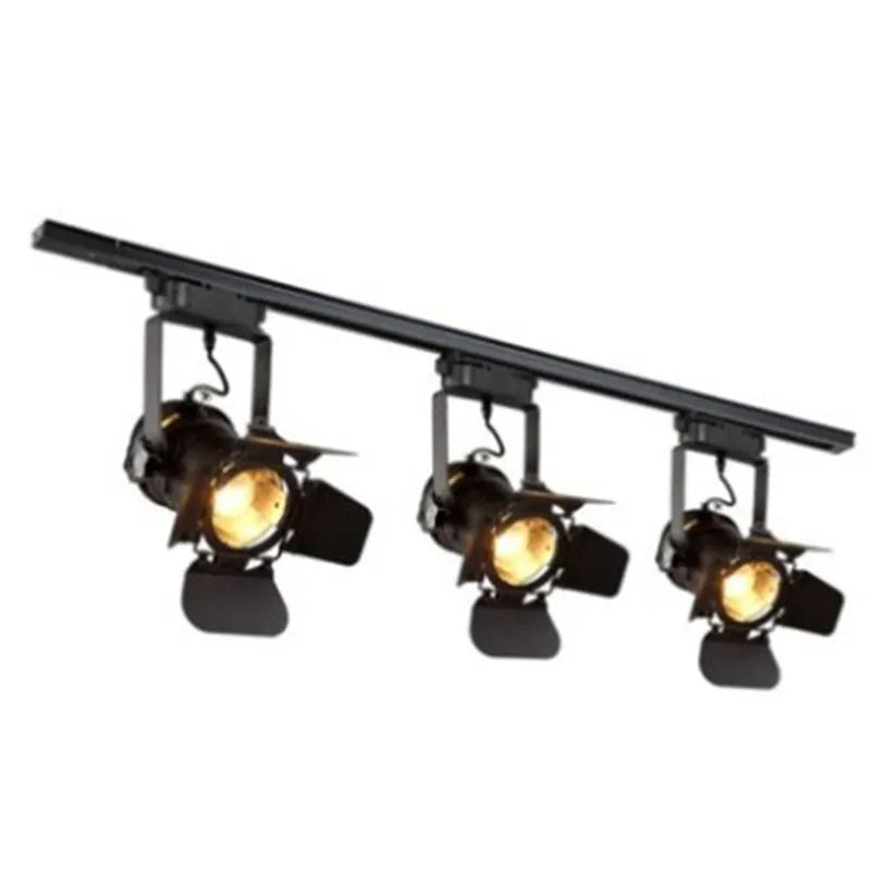 Afralia™ Vintage Industrial Loft Ceiling Lamp Retro Black Track Light for Bar Restaurant