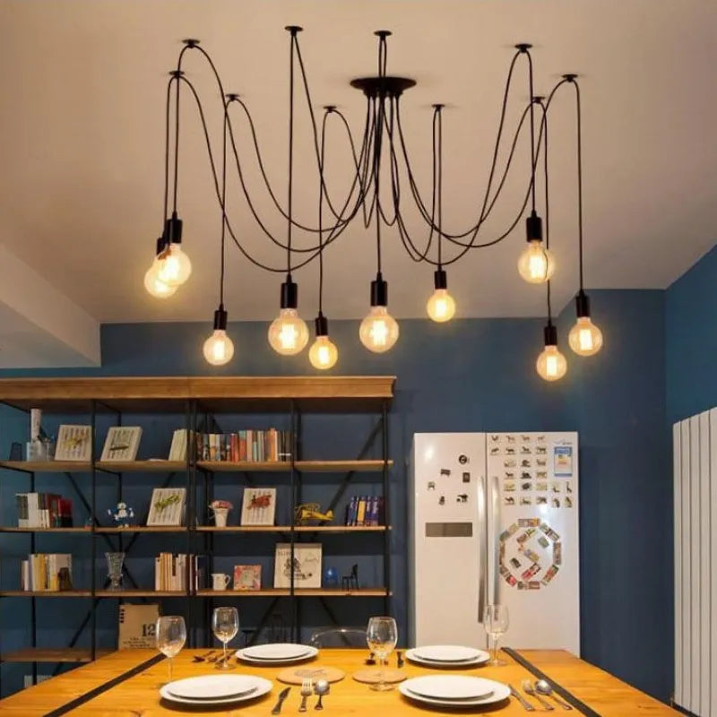 Afralia™ Modern Retro Pendant Light Edison Bulb Spider Ceiling Lamp for Home Decor