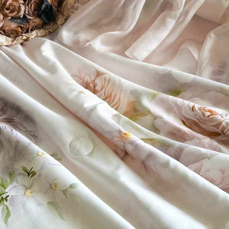 Afralia™ Princess Lace Luxury Bedding Set: Duvet Cover, Sheet Set, Bed Skirt, Pillowcases