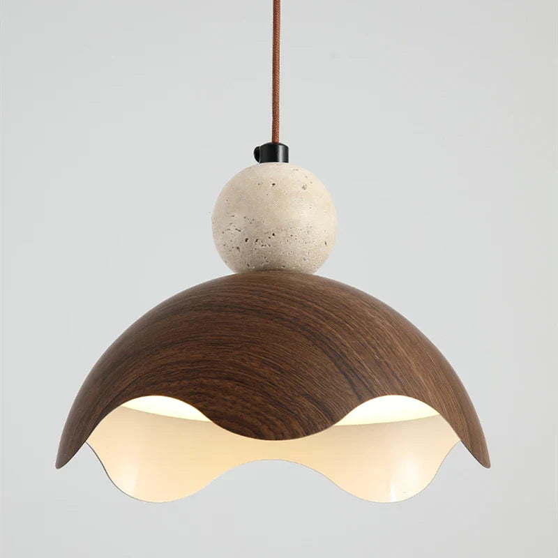 Afralia™ Yellow Travertine Iron Pendant Light - Wabi-Sabi Style Home Decoration Lighting