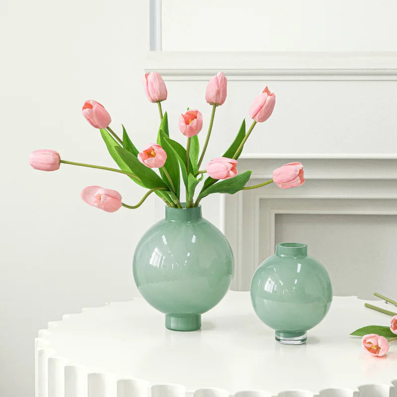 Afralia™ Marble Pattern Glass Vase for Home Decor