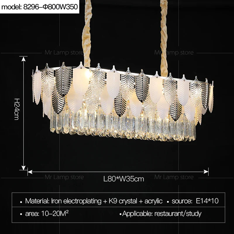 Afralia™ Retro Leaf Crystal Chandelier: Luxury Postmodern Living Room Lighting