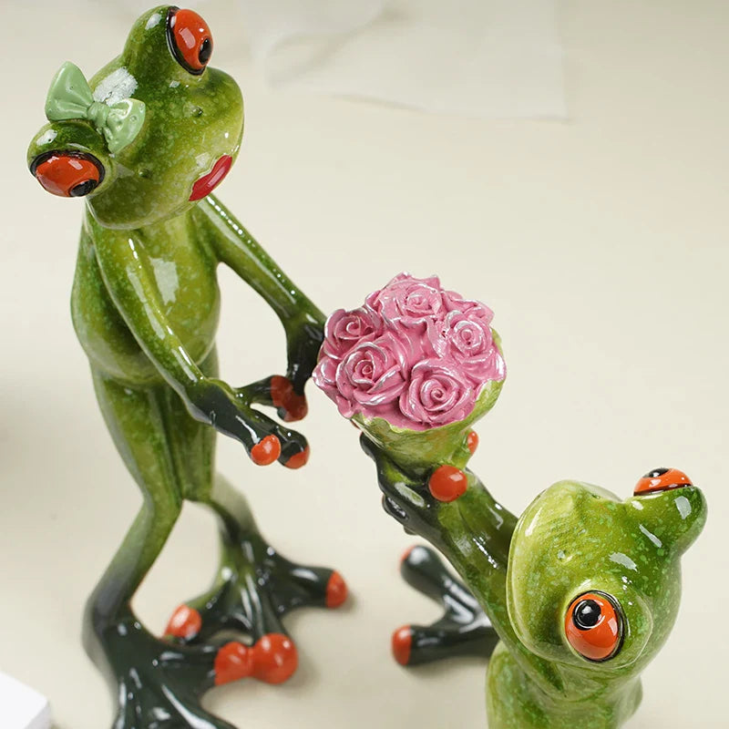 Afralia™ Funny Frog Couple Resin Decor | Wedding Gift | Valentine's Day Ornament