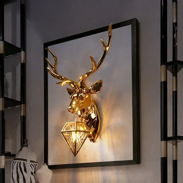Afralia™ Nordic Antler Wall Lamp for Luxury Décor, Silver Gold Buckhorn Wall Light