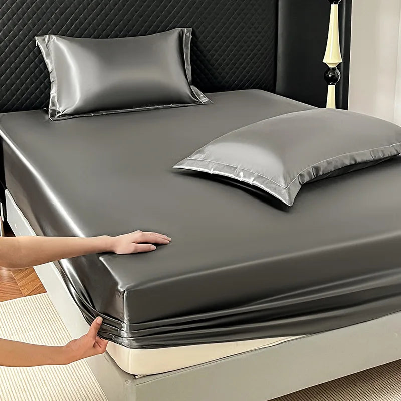 Afralia™ Satin Fitted Sheet Set - Luxuriously Soft Double Full Size Bedding