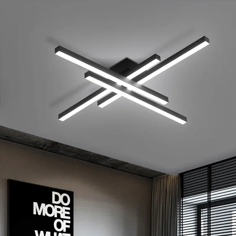 Afralia™ Modern Line Ceiling Lamp LED Chandelier Kitchen Bedroom Strip Lights Fixtures