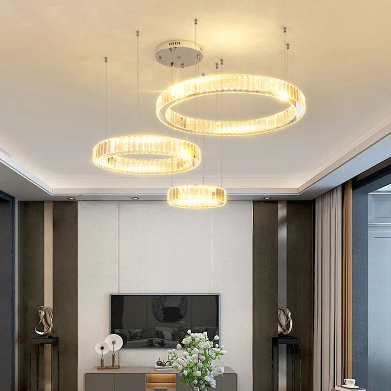 Afralia™ Crystal LED Ceiling Chandelier for Living Room & Bedroom Lighting