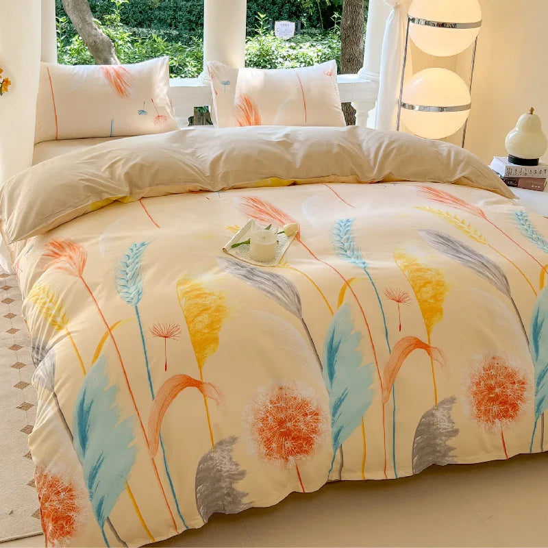 Afralia™ Summer Cartoon Printed Bedding Set for Students & Adults, Breathable Duvet Cover Kit