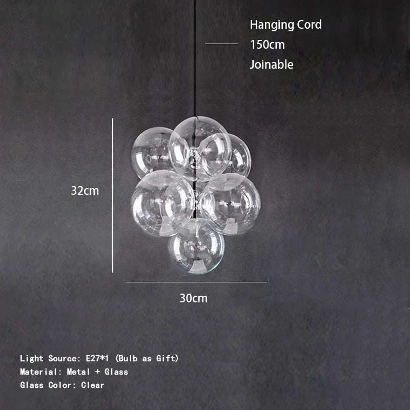 Afralia™ Bubble Glass Chandelier Pendant Light for Dining Room Villa Stair Lustre