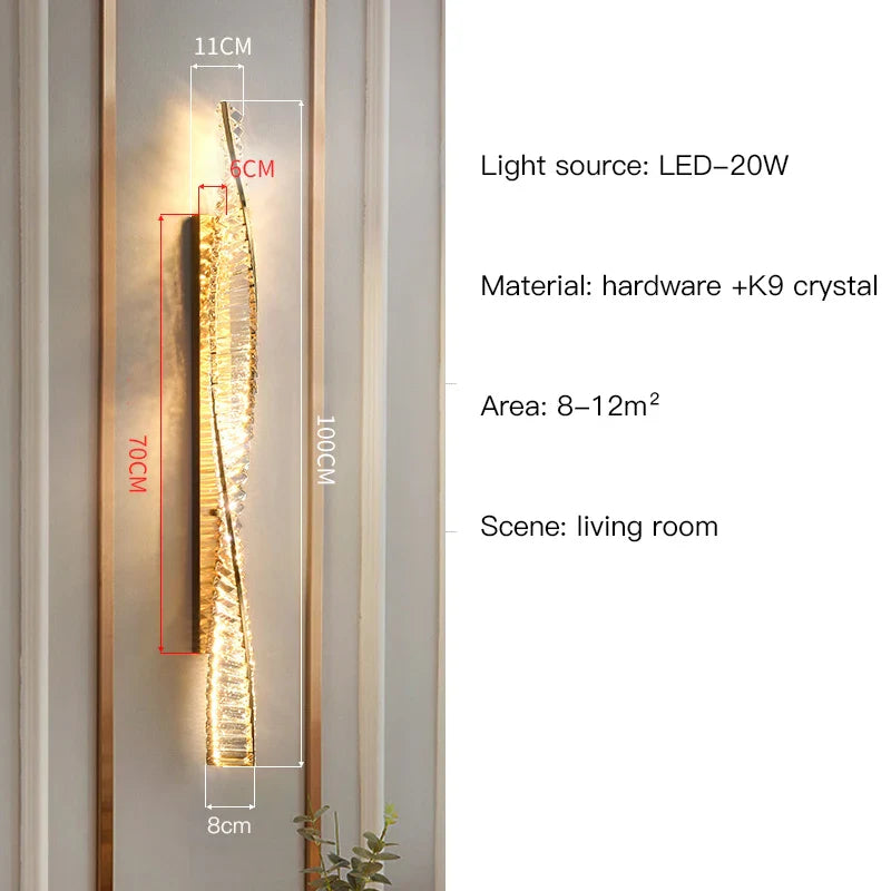 Afralia™ Crystal LED Wall Sconce - Golden Bedroom Bathroom Living Room Mirror Decorluxury Wall Lamp