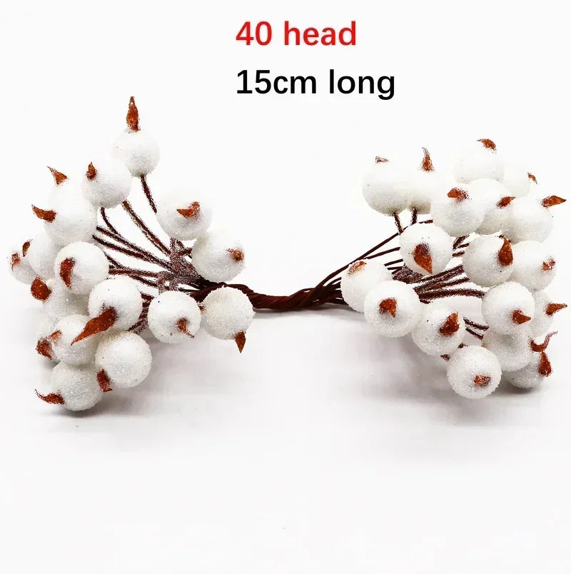 Afralia™ White Hybrid Flower Cherry Stamen Berries Bundle for DIY Cake Wedding Decor