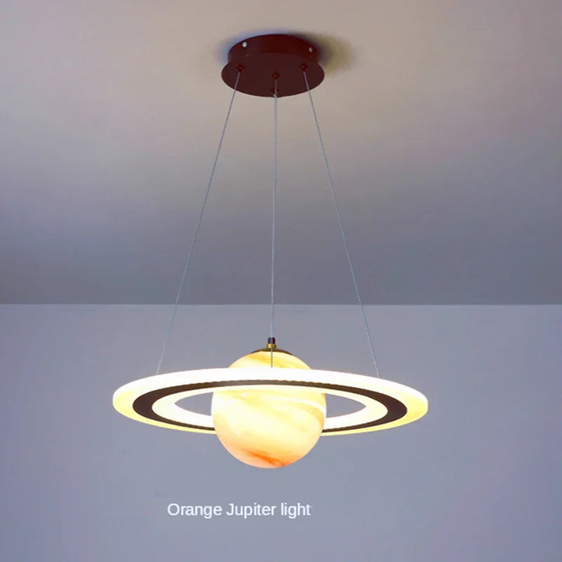 Afralia™ Space Star Planet LED Chandelier for Children's Room - Acrylic Earth Ball Pendant Light