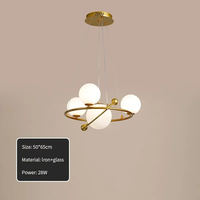 Afralia™ Nordic Glass Ball Chandelier Modern Ring Design G9 Light Fixtures