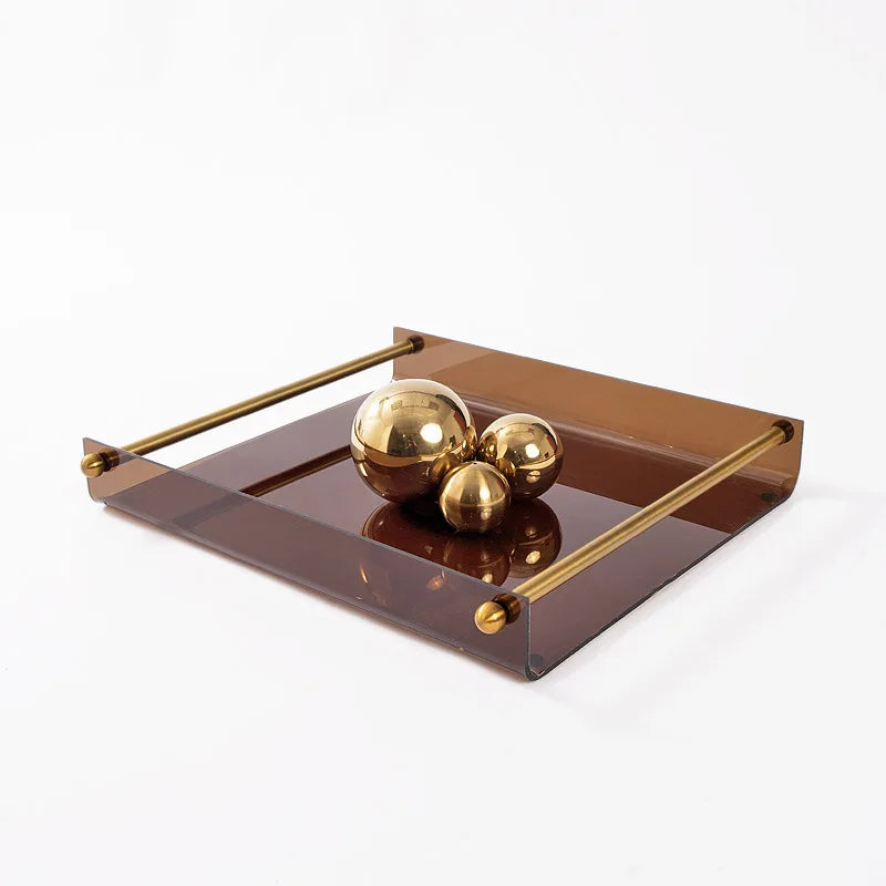 Afralia™ Clear Glass Square Fruit Plate Tray Desktop Storage Container Home Decor