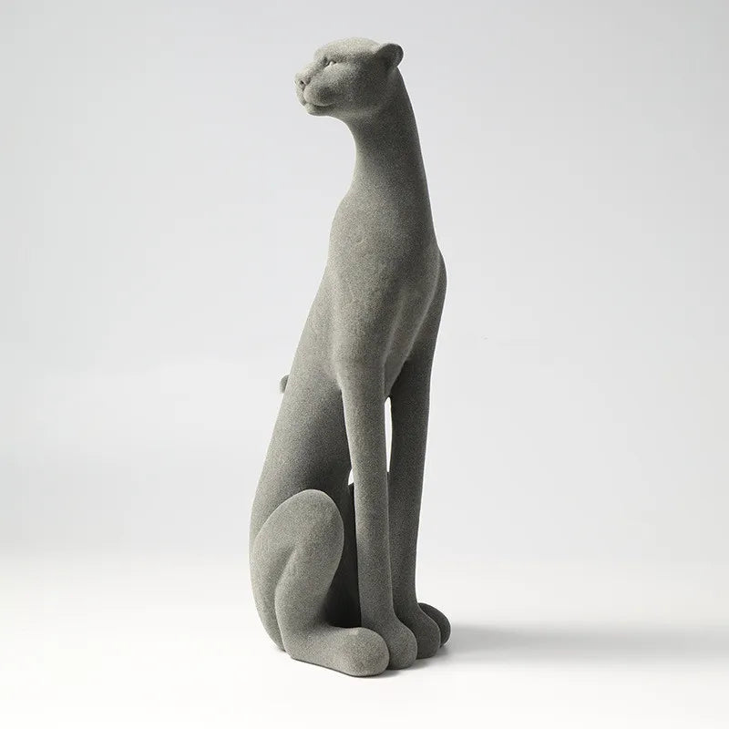 Afralia™ Leopard Flocking Sculpture Cheetah Pendant Home Decor Figurine