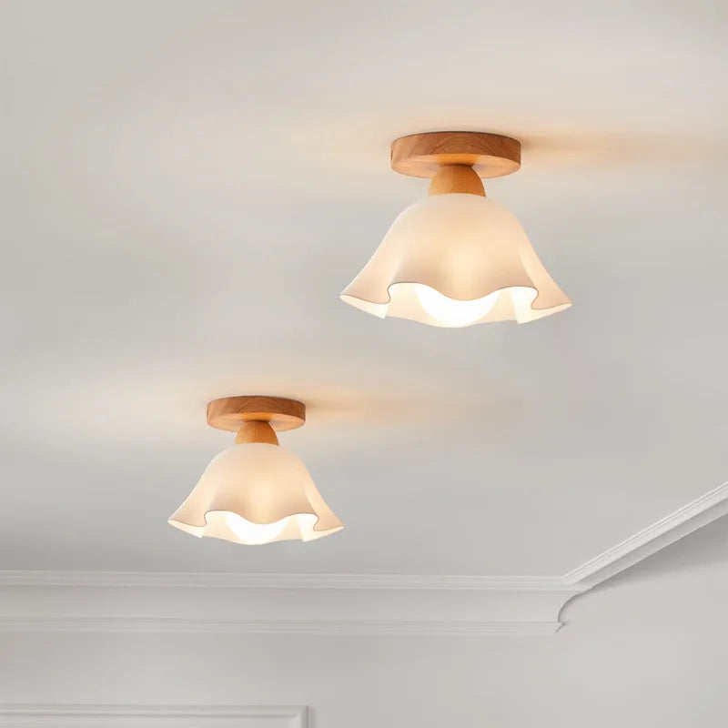 Afralia™ LED Wood Acrylic Ceiling Lamp Modern Art Decor Light Fixture