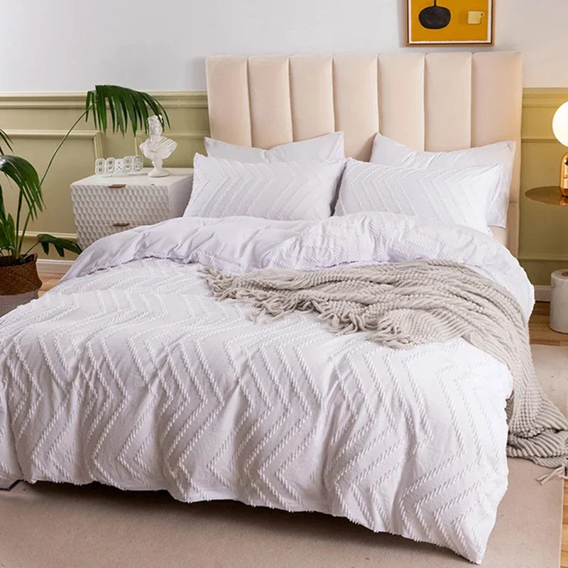 Afralia™ Nordic White Duvet Cover Set - Soft King Size Bedding Set