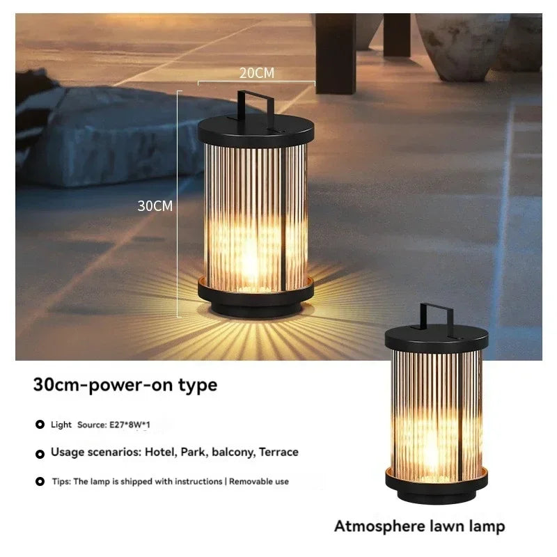 Afralia™ Solar Glass Lantern Garden Floor Lamp for Villa Courtyard Lawn