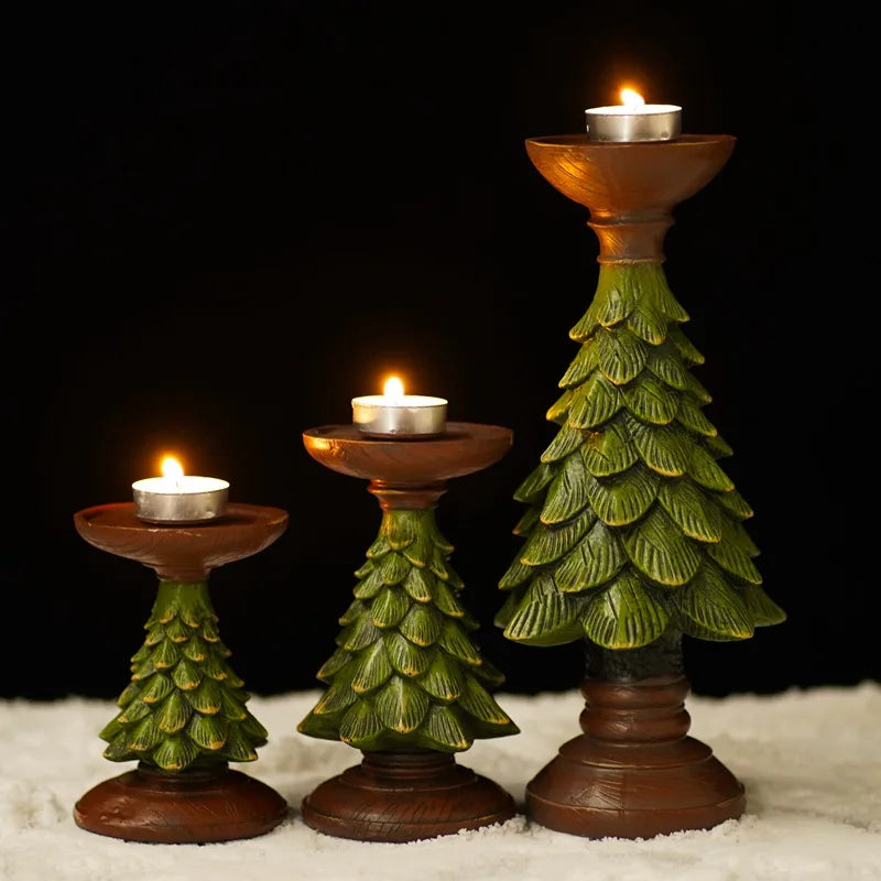 Afralia™ Christmas Tree Candle Holder: Festive Tabletop Decor Figurine