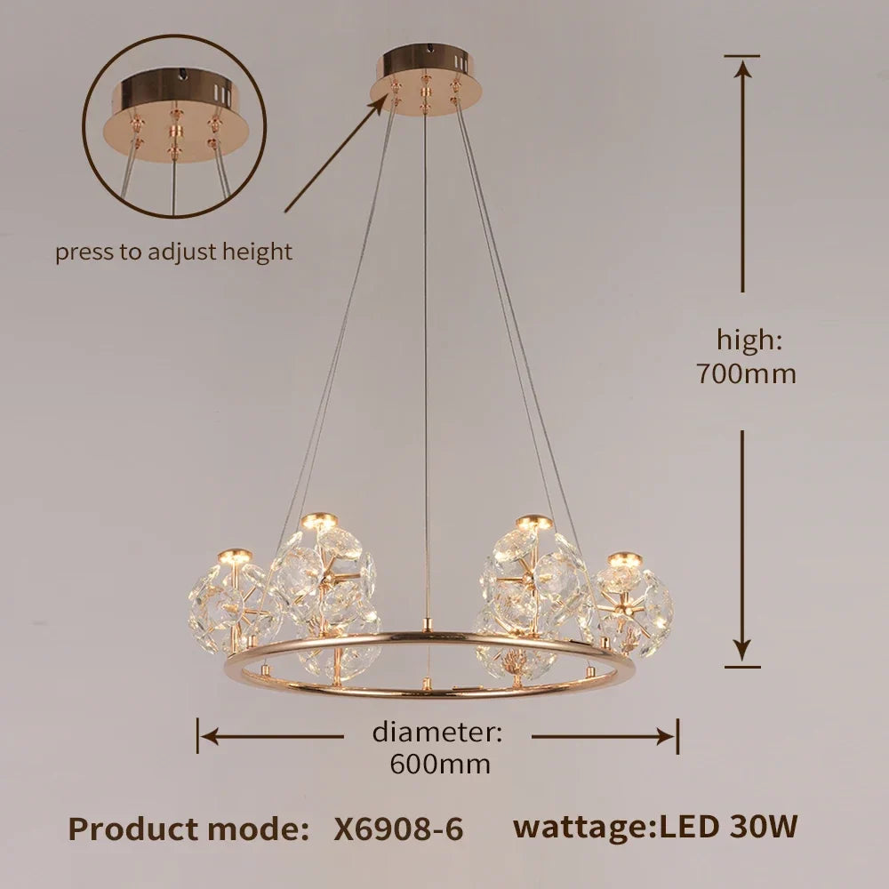 Afralia™ Sunflower Crystal Chandelier: Luxury Gold & Black LED Pendant Light