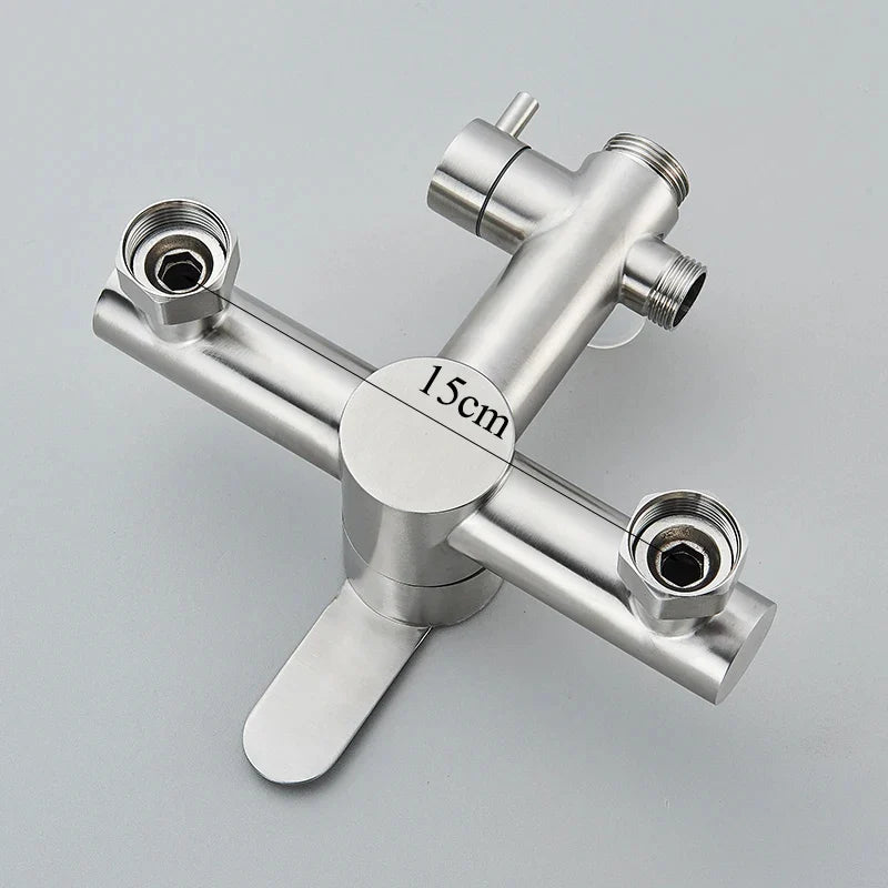 Afralia™ Brushed Nickel Rainfall Shower System with Hot Cold Mixer for Wall Mount