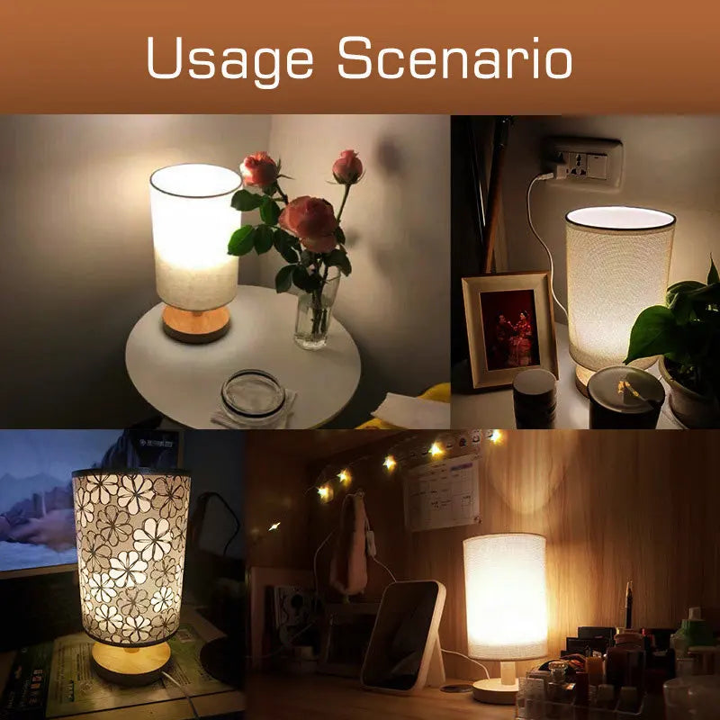 Afralia™ USB LED Night Light with Remote Control and Dimmable Wooden Base