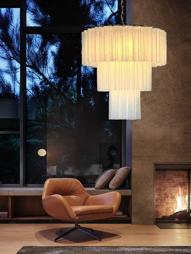 Afralia™ Frosted White Glass Chandelier LED Ceiling Light Fixture Europe Restaurant Decor