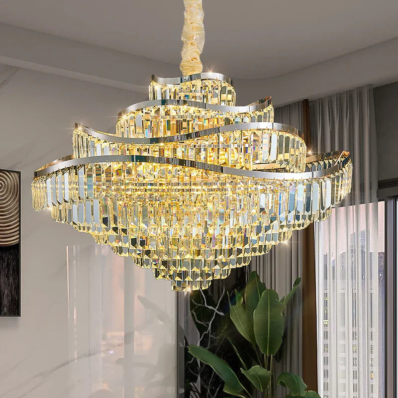 Afralia™ Crystal Chandelier LED Lighting for Luxury Living Room, Bedroom, Dining Room