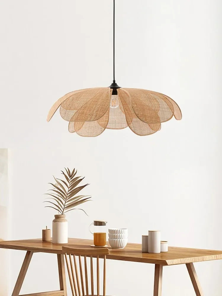 Afralia™ Rattan Flower Chandelier Pendant Light for Home Office Decor