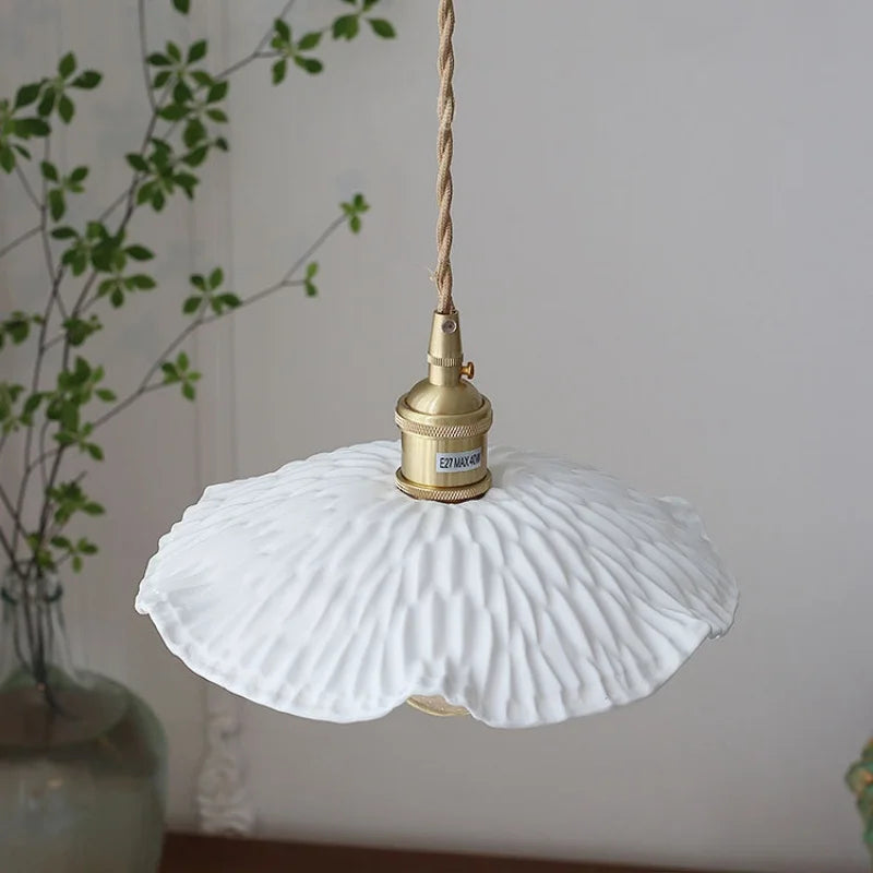 Afralia™ Walnut Wood LED Pendant Light with White Ceramic Knob Switch